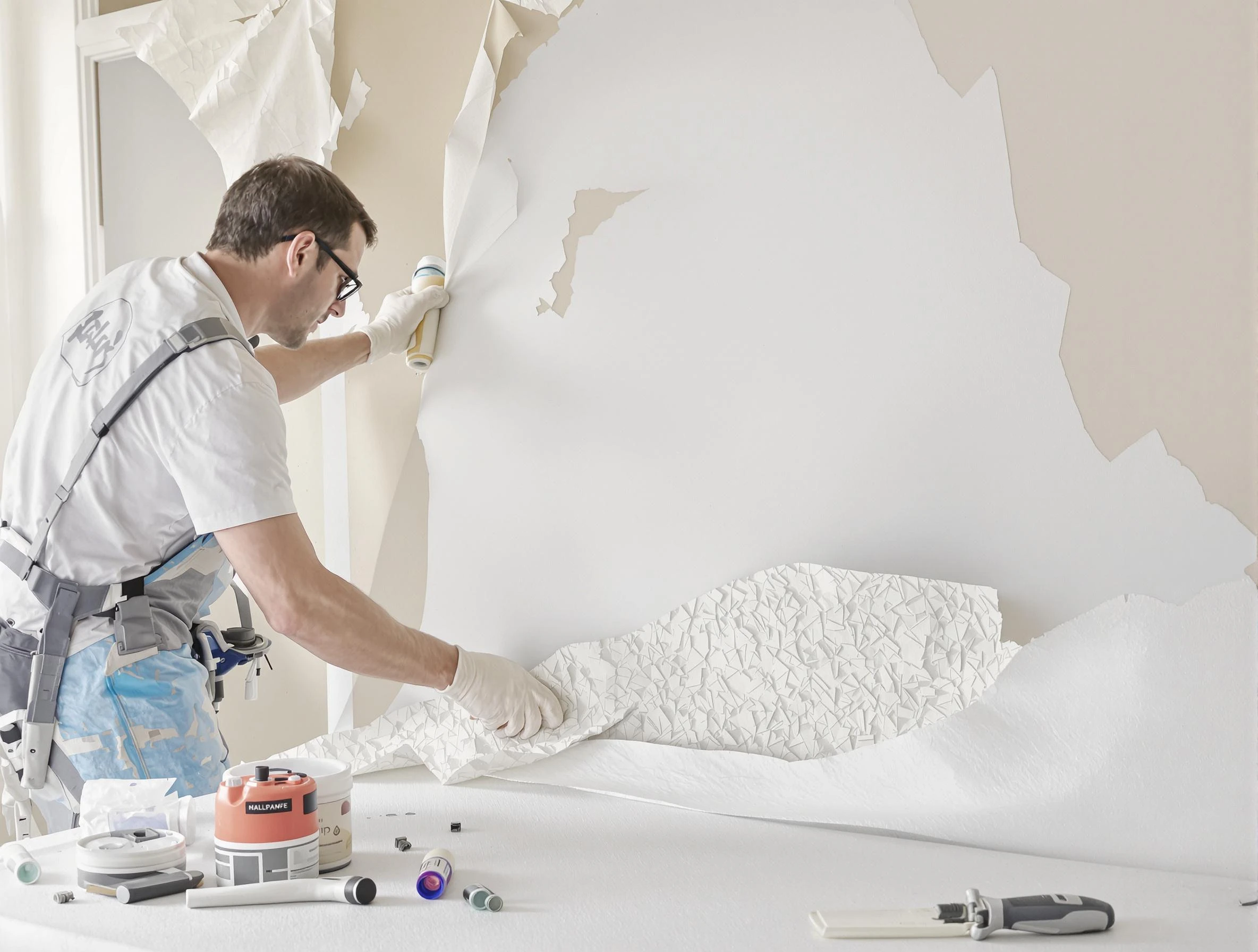 Detailed wallpaper removal and wall prep by Solon House Painters in Solon